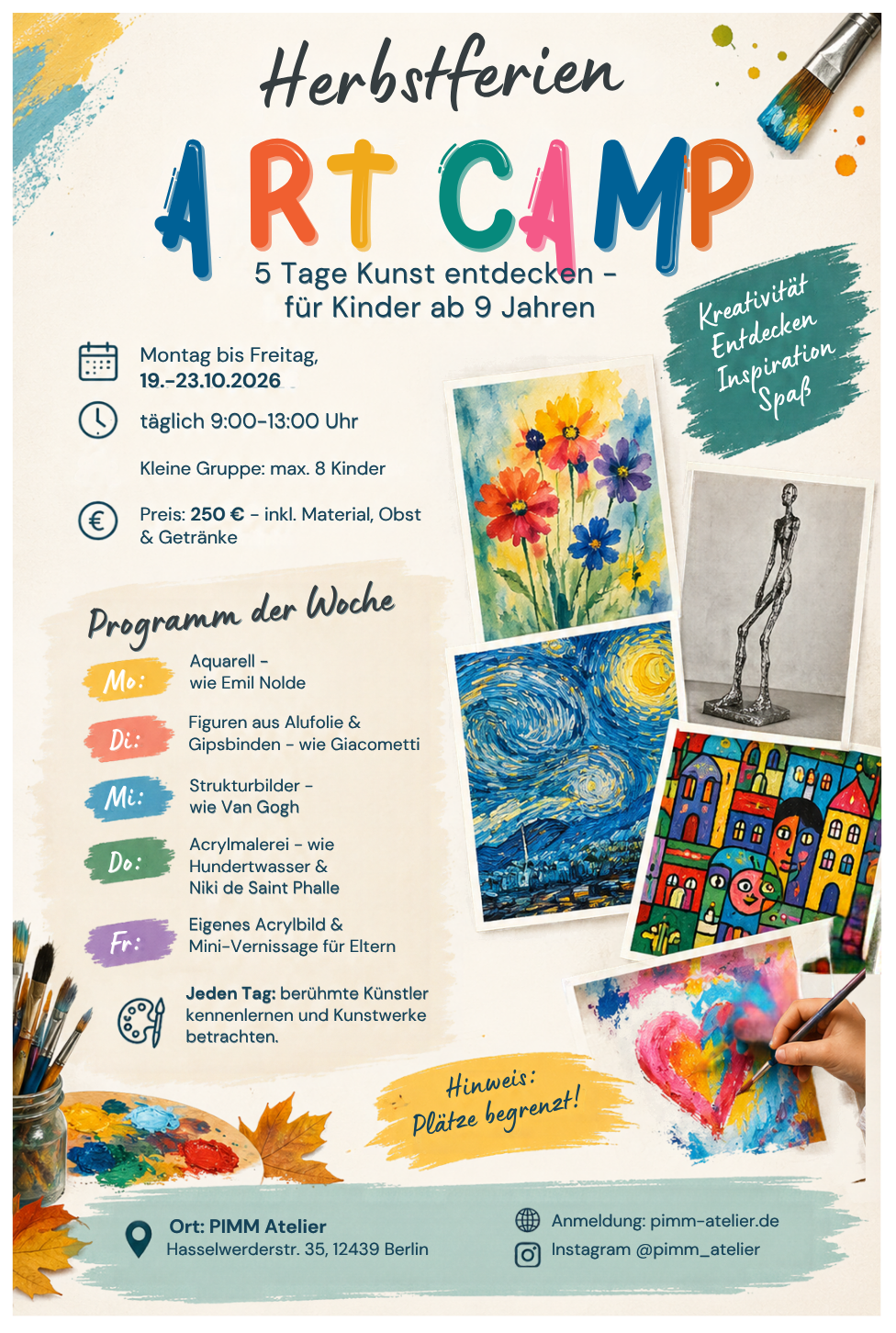okt.pimmHerbstferien ART CAMP Flyer
