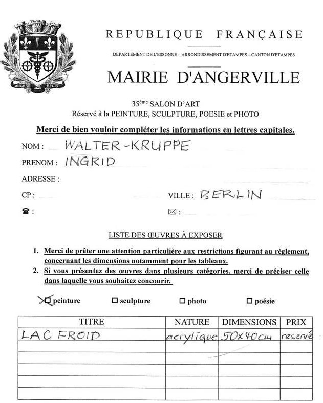 Anmeldung Ingrid Walter Kuppe