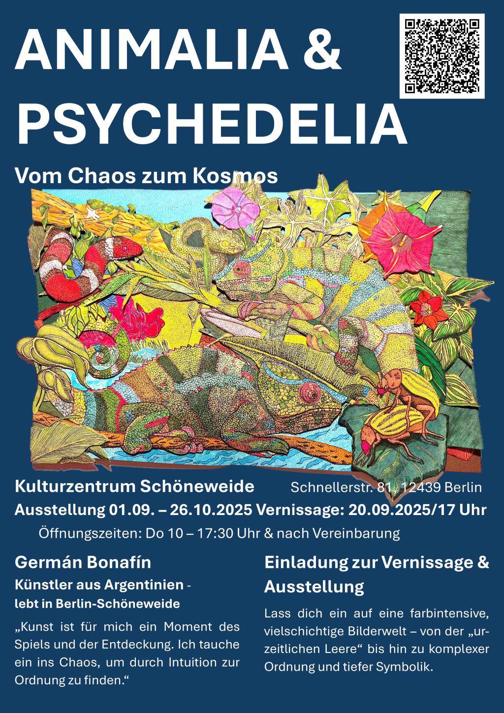 Plakat Ausstellung Animalia Germán Bonafín