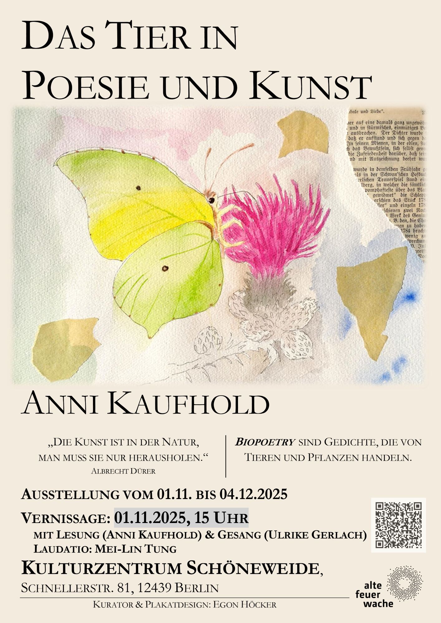 Plakat Anni Kaufmann Das Tier in Poesie Kunst